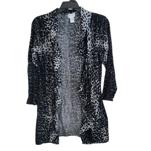 Soft Surroundings Sweaters - Soft Surroundings Monochrome Animal Print Cardigan Size L
